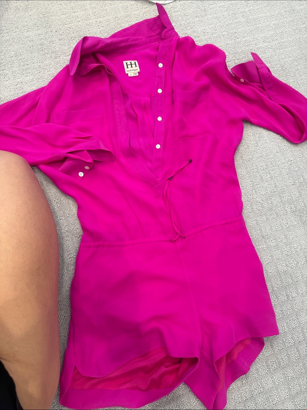 Haute Hippie Fuchsia Pink Silk Romper Jumpsuit